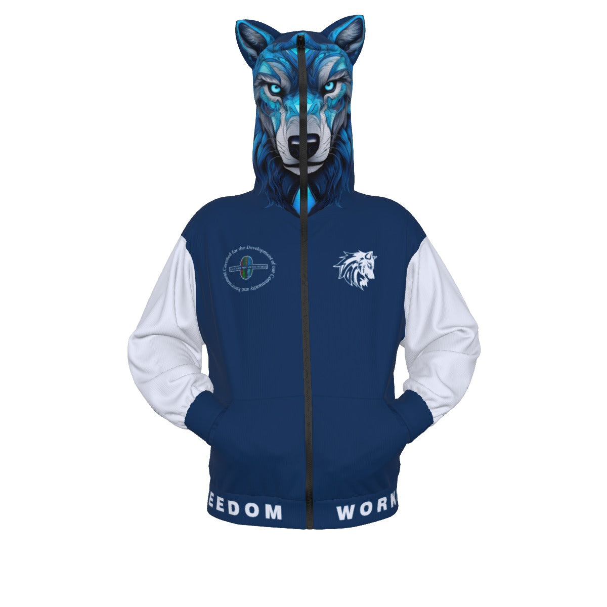 Limitless Wolf Hood - White & Blue