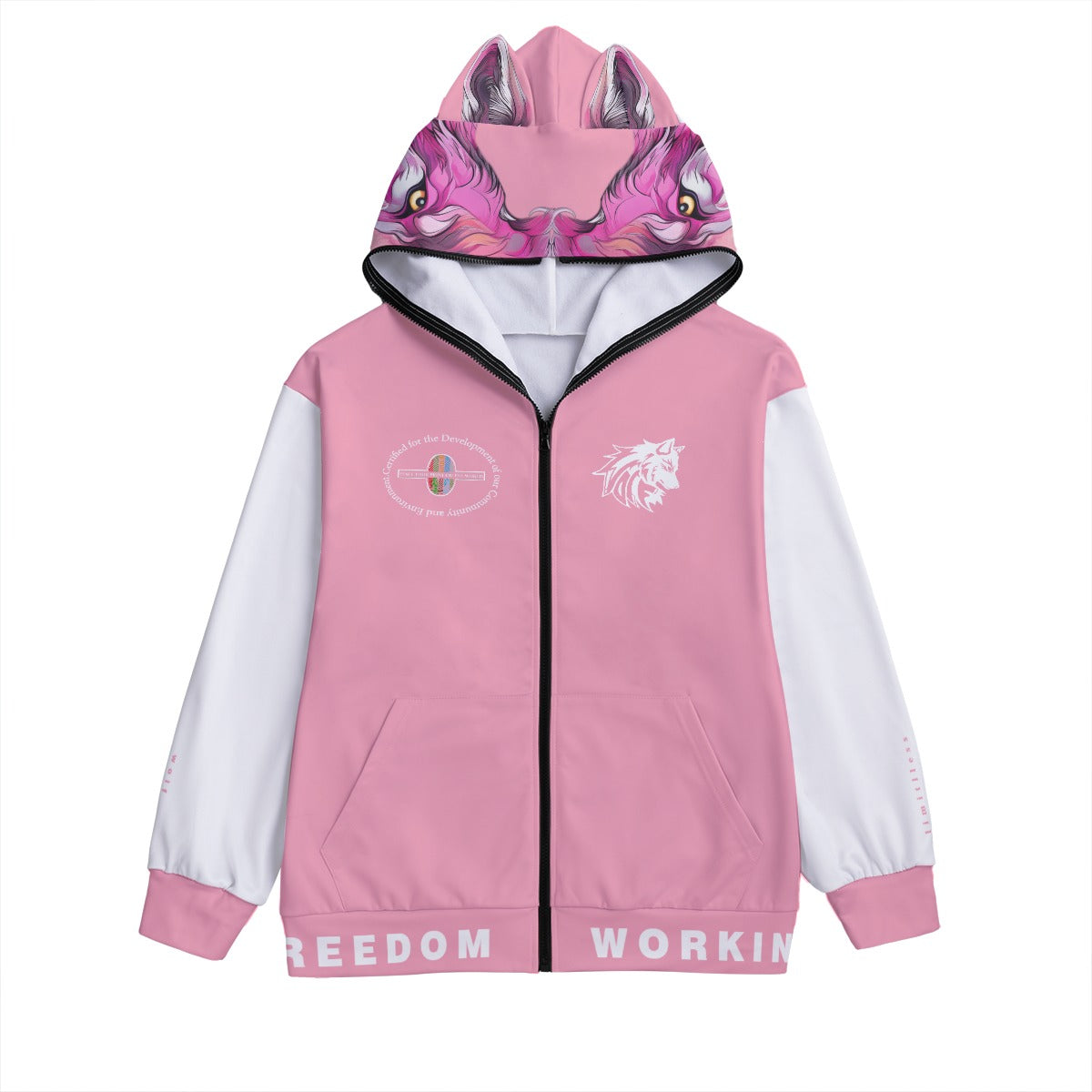 Limitless Wolf Hood - White & Pink