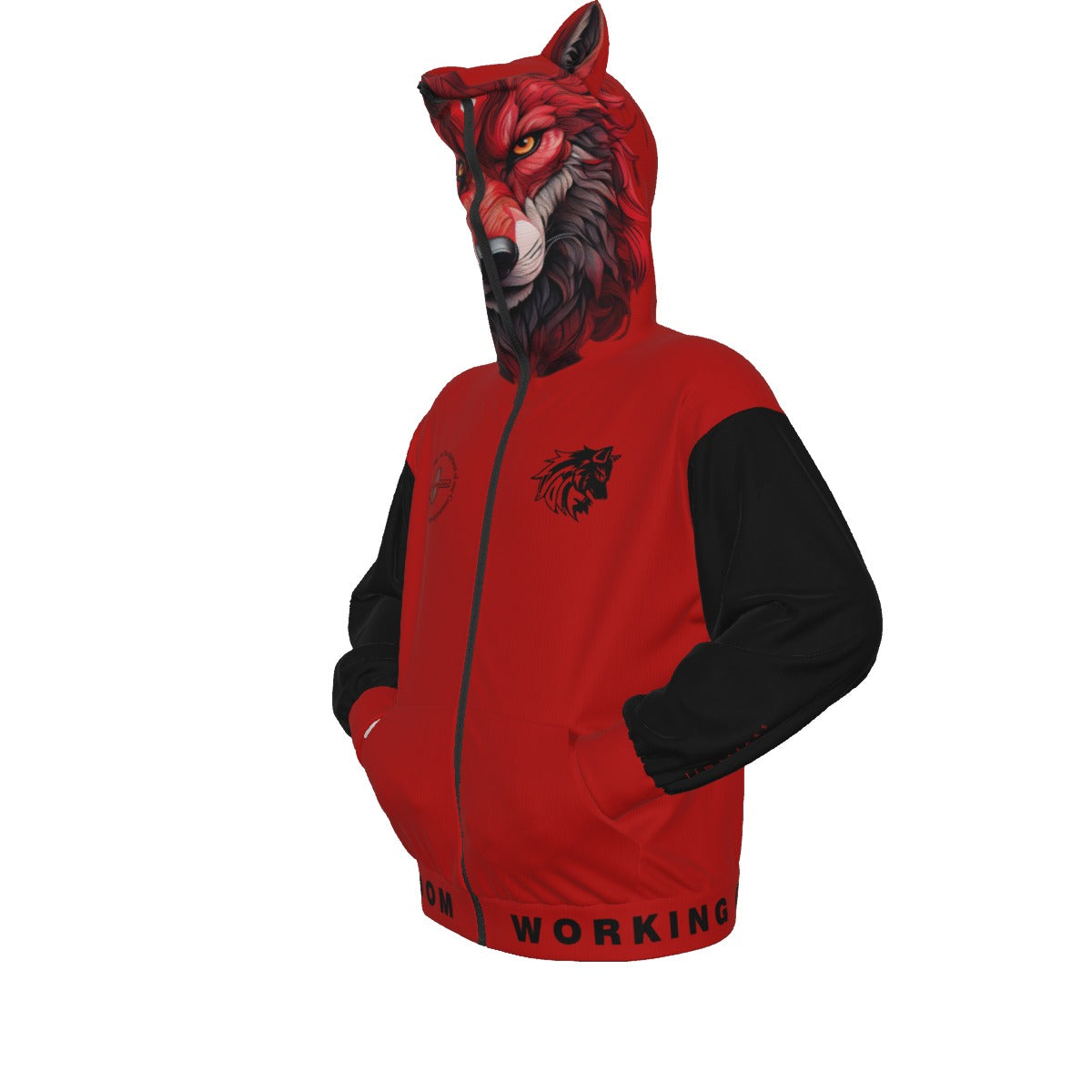 Limitless Wolf Hood - Black & Red