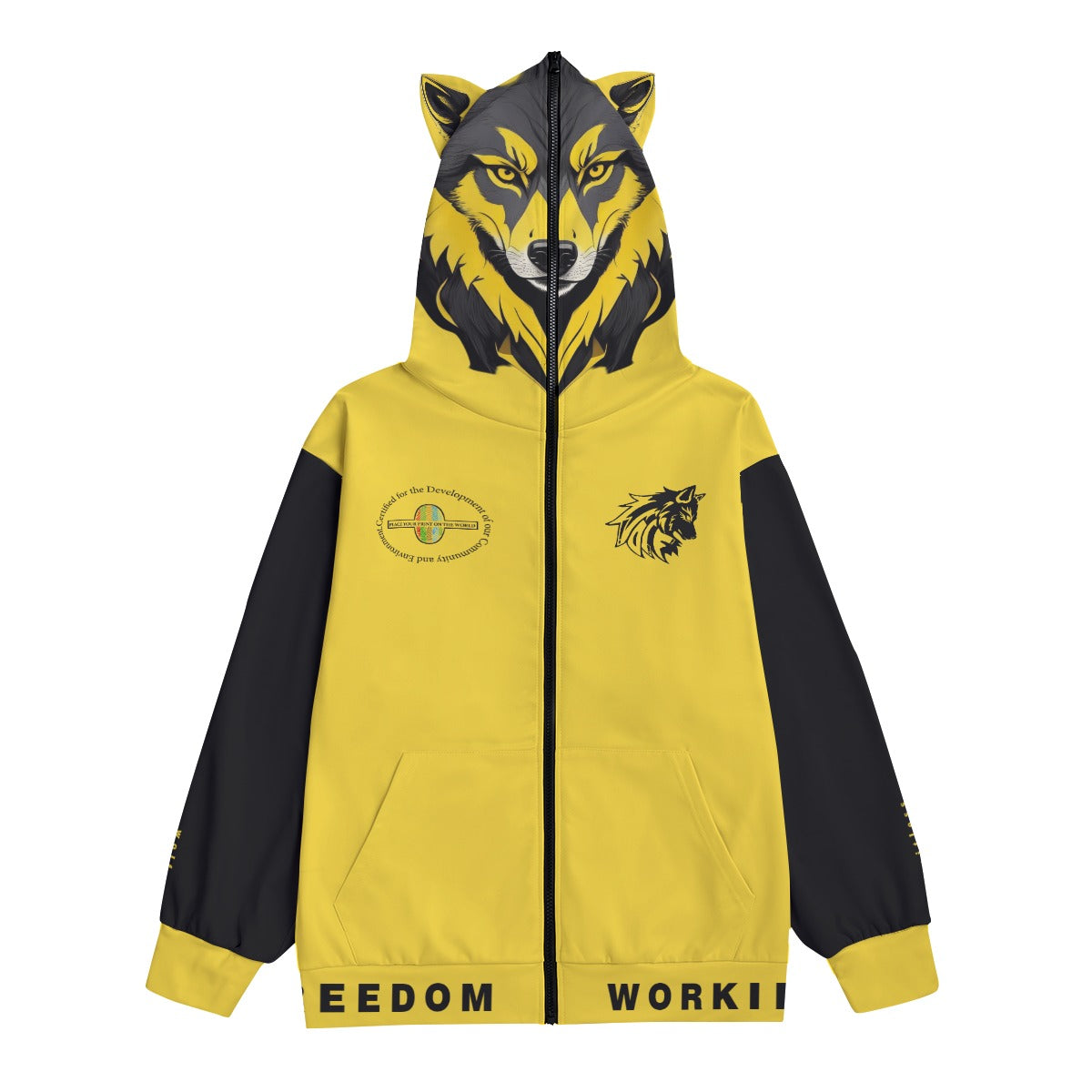 Limitless Wolf Hood - Black & Yellow