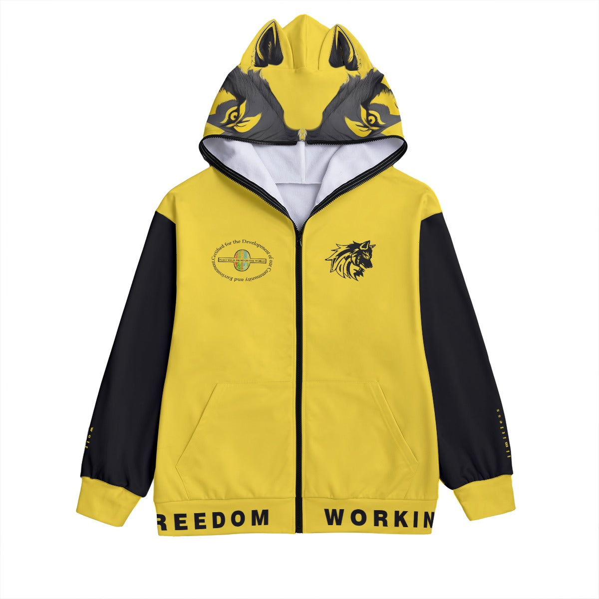 Limitless Wolf Hood - Black & Yellow