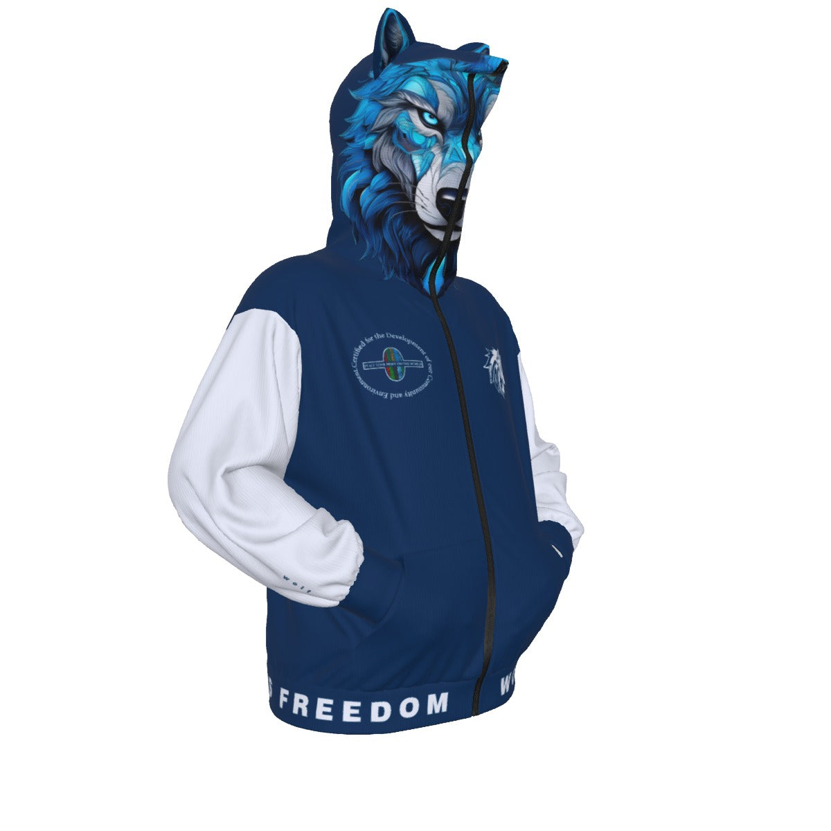 Limitless Wolf Hood - White & Blue