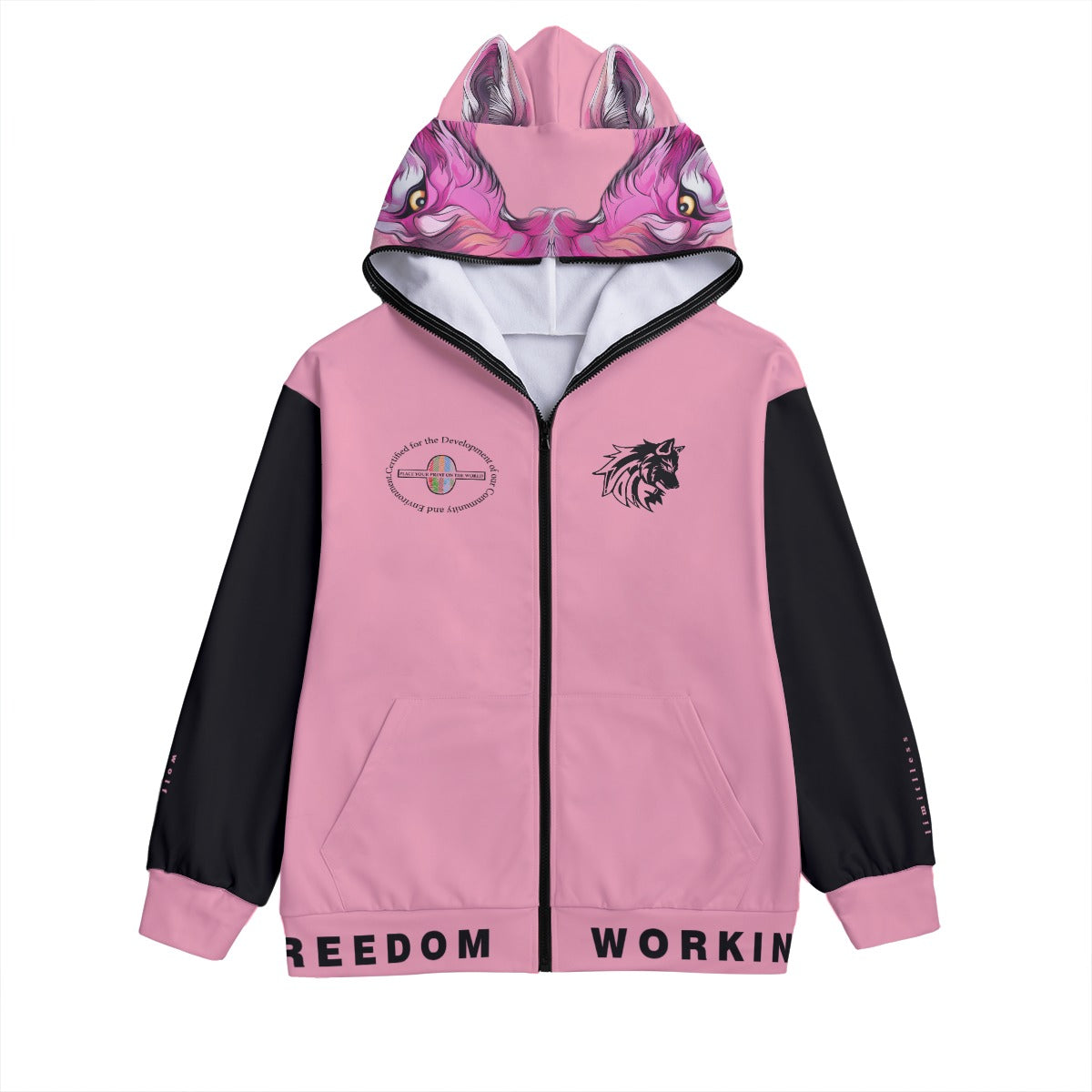 Limitless Wolf Hood - Pink & Black