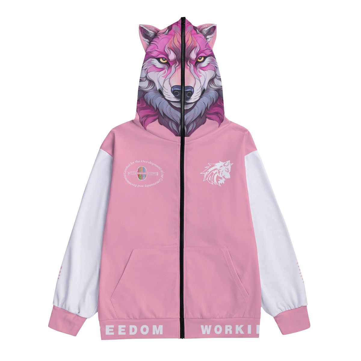 Limitless Wolf Hood - White & Pink